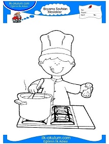 Çocuklar İçin Aşçı Boyama Sayfaları 